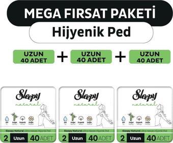 Sleepy Natural Ultra Hassas Hijyenik Ped Mega Fırsat Paketi Uzun 120 Adet