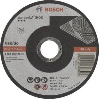 Bosch - 125*1,0mm Standard Seri Düz Inox (Paslanmaz Çelik) Kesme Diski (Taş) - Rapido 10'lu