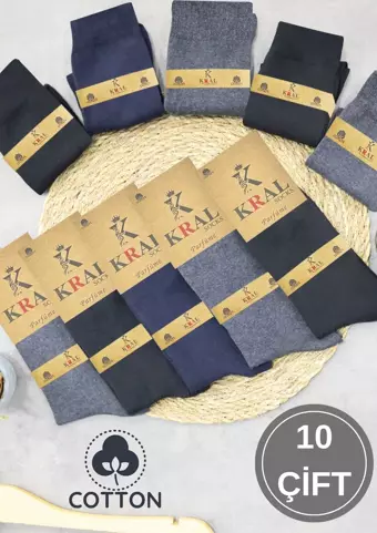 KRAL SOCKS 10 Adet Yazlık Penye Erkek Orta Uzun Çorap Parfümlü