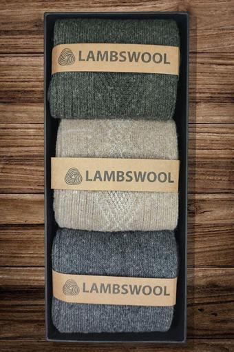 KRAL SOCKS Erkek Koyun Yünü Lambswool Kışlık 3'lü Set Çorap