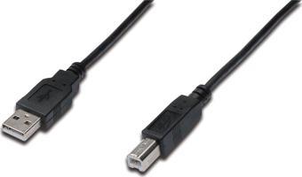 USB 2.0 Bağlantı Kablosu, USB A Erkek - USB B Erkek, 1 metre, AWG 28, UL, siyah renk