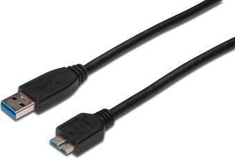 USB 3.0 Bağlantı Kablosu, USB A Erkek - USB micro B Erkek, 1.8 metre, AWG 28, USB 3.0 uyumlu, UL, si