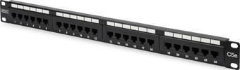 Digitus 19 Inch 24 Port Cat-5E UTP Patch Panel, 50 μ (Mikron), Altın Kontak, Zırhsız