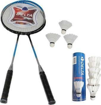 Delta 2 Adet Badminton Raketi + Çantası + 6 Deluxe Kaz Tüyü + 3 Plastik Toplam 9 Badminton Topu Seti