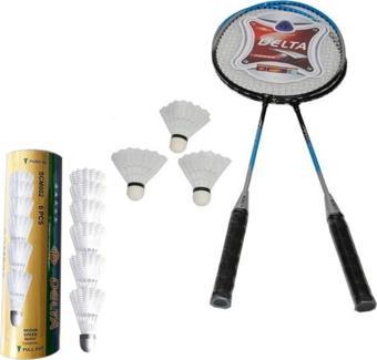 Delta 2 Adet Badminton Raketi + Çantası + 9 Adet Orta Hız Sevenler İçin Badminton Topu Seti