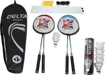 Delta 4 Adet Badminton Raketi + Badminton Çantası + File + Demir + 9 Adet Badminton Topu Seti