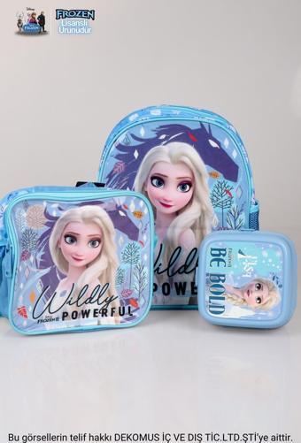 YENİ SEZON LİSANSLI ELSA FROZEN ANAOKUL ÇANTASI,BESLENME ÇANTASI VE 2 KATLI BESLENME KABI SETİ