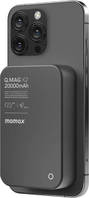 Momax Black Wireless Kablosuz Powerbank 20.000mAh MagSafe Uyumlu