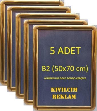 Kıvılcım 5 Adet B2 - 50 x 70 cm Gold Alüminyum Açılır Kapanır Rondo Çerçeve