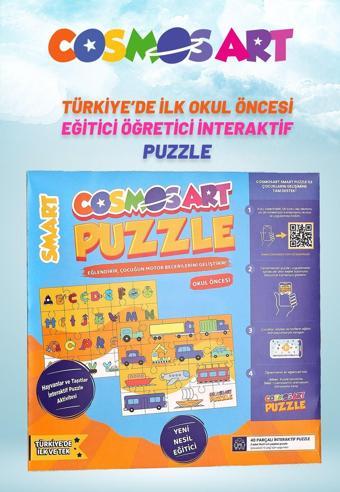 Cosmosart Çocuklar Için 2'li Smart Puzzle - Harfler - Taşıtlar