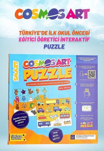 Cosmosart Çocuklar Için 2'li Smart Puzzle - Hayvanlar - Taşıtlar