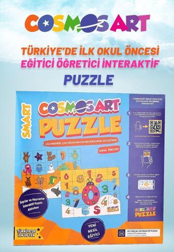 Cosmosart Çocuklar Için 2'li Smart Puzzle - Sayılar - Hayvanlar