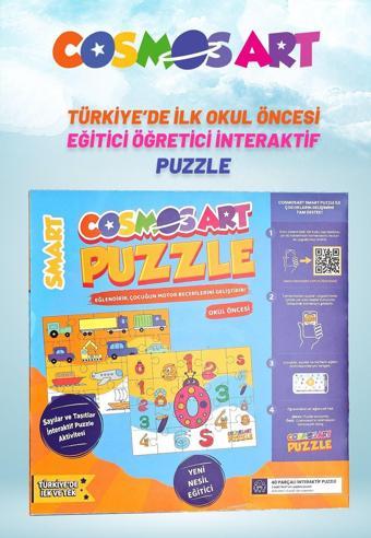 Cosmosart Çocuklar Için 2'li Smart Puzzle - Sayılar - Taşıtlar