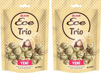 Ülker Ece Trio Bütün Fındıklı Beyaz ve Sütlü Çikolata 300 gr 2 li