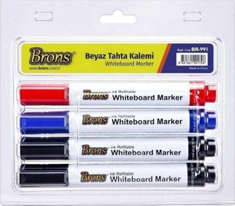 Brons Doldurulabilir Beyaz Tahta Kalemi 4'lü Set (Br-991)