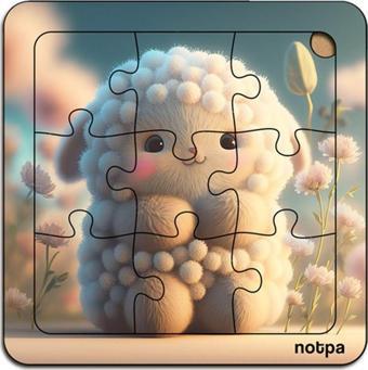 Kututr Çocuklar İçin Sevimli Hayvanlar Ahşap Renkli Yapboz 13 x 13 Ebadında Puzzle 9 Parça 3'Lü Set 311