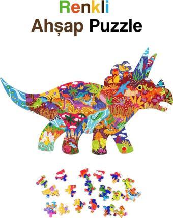 Kututr Renkli Hayvanlar Ahşap Kutulu Vip Puzzle Dinazor Serisi 3 202 Parça +5 Yaş Ve Yetişkinler