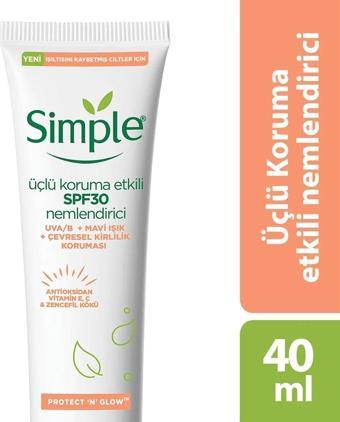 Simple Protect Glow Üçlü Koruma Etkili Spf30 Nemlendirici 40 Ml