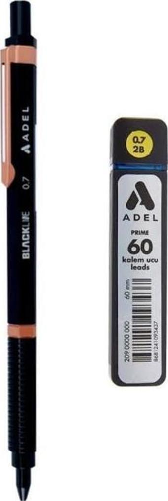 Adel Blackline Metal Gövdeli Versatil Kalem 0.7 Mm SİYAH-ROSE + Prıme 0,7 Uç 60'lı