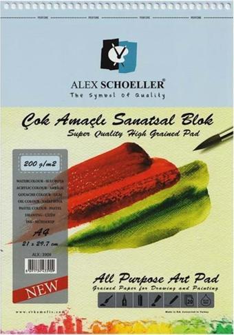 Alex Schoeller A4 200 Gr. 20 Yp. Spiralli Çok Amaçlı Sanatsal Blok ALX-3909