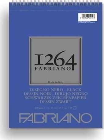 FABRIANO 1264 BLACK A3 - 200 GR - F-1264 SİYAH KAĞIT RESİM DEFTERİ - ÜST SPİRALLİ 