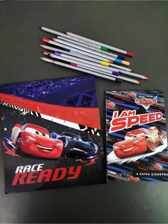 Disney Pixar Cars Lisanslı Çıkartma - Boyama -Bulmaca Set (2 Parça) 48 Sayfa Boyama + 24 Sayfa Not Defteri