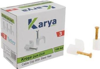 KARYA 3 NUMARA ÇELİK ÇİVİLİ 7 MM KROŞE (100LÜ POŞET)(2X1.5 - 3X1.5 TTR KABLOLAR İÇİN)