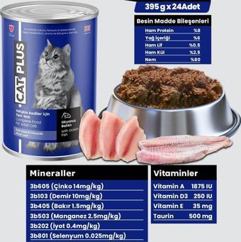 Pate Içinde Et Parçacıklı Okyanus Balıklı Yetişkin Kedi Konserve Yaş Mama 395 gr X 24 Adet