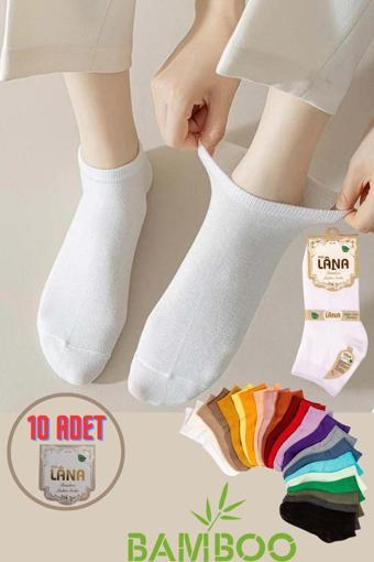 KRAL SOCKS Kadın Bambu Patik Çorap (10 ADET / ÇİFT) Dikişsiz Parfümlü Kısa Model Hassas Çorabı