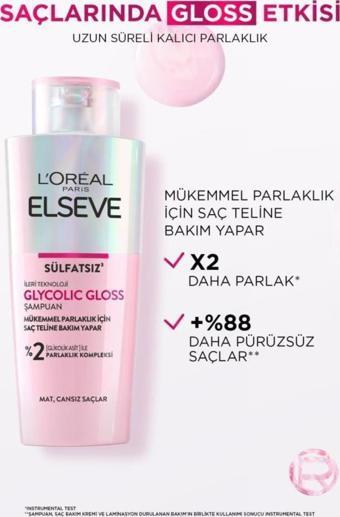 ELSEVE Glycolic Gloss Mükemmel Parlaklık için Bakım Yapan Şampuan 200ml