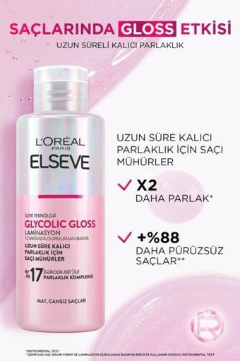 ELSEVE Glycolic Gloss Parlaklığı Saça Mühürleyen Laminasyon 5 Dakikada Durulanan Bakım 200ml