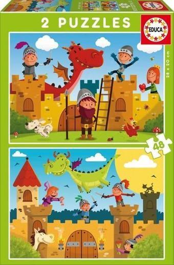 Educa W 17151 Dragons 2x 48 Parça İkili Puzzle