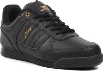 Walkway Effective PU Siyah-Altın Bağcıklı Unisex Sneaker