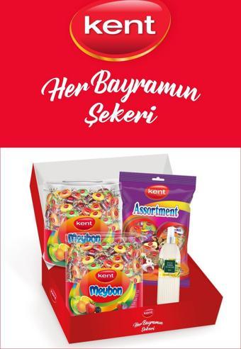 Kent Assortment & Meybon Mini Meyveli Karışık Bayram Şekeri 3'lü - Eyüp Sabri Tuncer Kolonya Hediyeli Paket 1