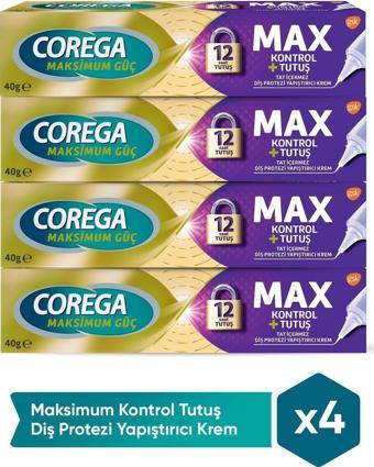 Corega Maksimum Kontrol Yapışıtırıcı Krem 40 Gr x 4 Adet