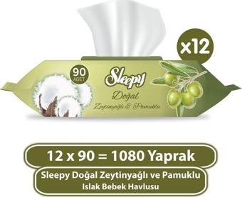 Sleepy Doğal Zeytinyağlı Ve Pamuklu Islak Bebek Havlusu 12x90 (1080 Yaprak)