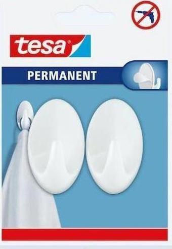 Tesa 66603 Kendinden Yapışkanlı Oval Plastik Beyaz Askı 2'li Paket