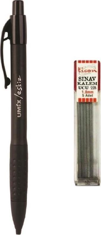 Umix Sınav / Eskiz Versatil Kalem 1.8 x 0.9 Mm Siyah U1307-SI + Ticon Kalem Ucu 2B 1.8 Mm