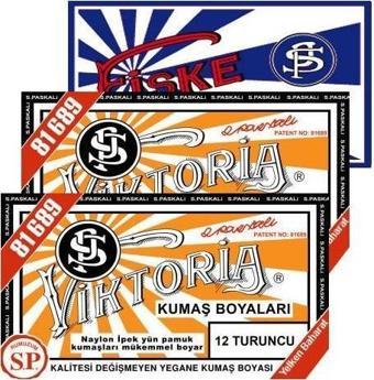 Viktoria Kumaş Boyası 12 Turuncu 2Pk+Fiske Sabitleme 1Pk