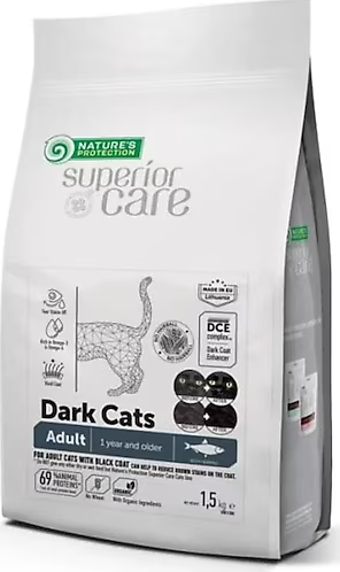 Nature's Protection Dark Cats Grain Koyu Renk Kediler Için Ringa Balıklı Yetişkin Kedi Maması 1,5 kg