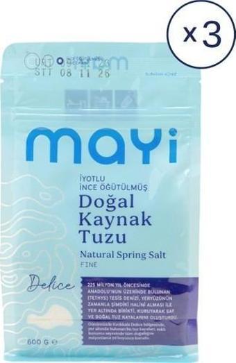 Mayi Tuz 3'lü 600 gr Ince Öğütülmüş Tuz Paketi