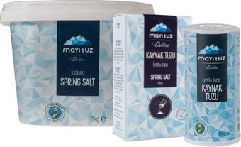 Mayi Tuz Büyük Boy Sofra Tuzu Paketi (2 kg ince +600 gr + tuzluklu 250gr)