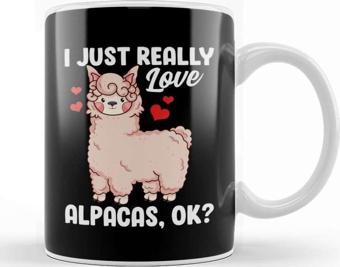 Baskı Dükkanı Funny I Just Really Love Alpacas Ok Cute Alpaca Kupa Bardak Porselen