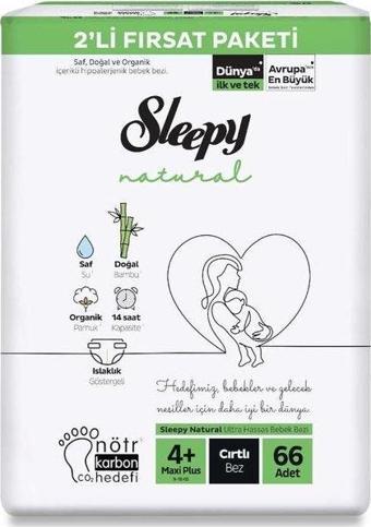 Sleepy Natural 2'li Fırsat Paketi 4+ Numara Maxi+ 66 Adet