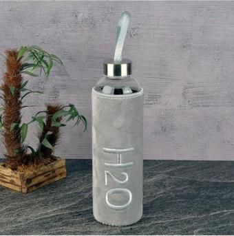 Tohana H2O Peluş Kılıflı Cam Matara 600 ml Gri H2O88607