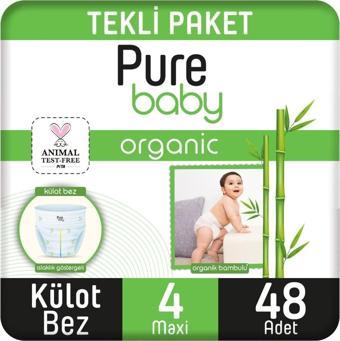 Organik Bambu Özlü Külot Bez Tekli Paket 4 Numara Maxi 48 Adet