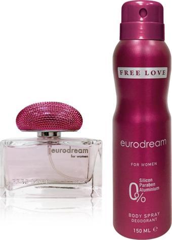 FREE LOVE Eurodream EDP Kadın Parfüm 100 ml ve Deodorant 150 ml