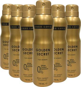 FREE LOVE Golden Secret Kadın Deodorant 150 ml 6 Adet