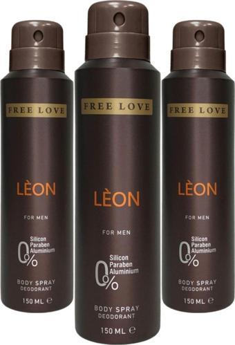 FREE LOVE Leon Erkek Deodorant 150 ml 3 Adet