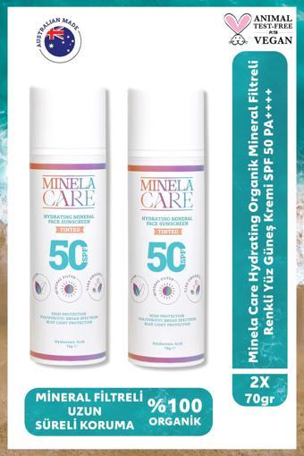 Minela Care Hydrating Organik Mineral Filtreli Renkli Yüksek Korumalı Yüz Güneş Kremi SPF50 2x70gr